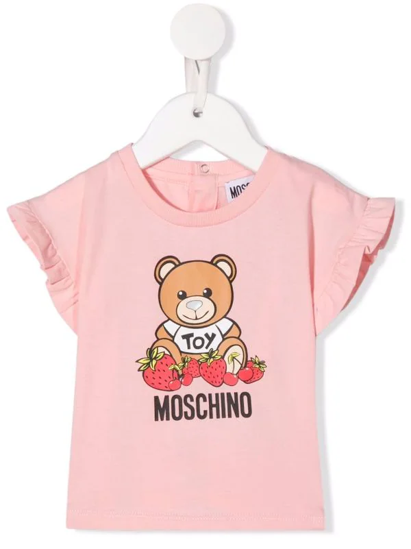 ( Nouvelle Collection ) Moschino Kids 50209 SUGAR ROSE T-shirt à Motif Teddy Enfant 3 ( Nouvelle Collection ) Moschino Kids 50209 SUGAR ROSE T-shirt à Motif Teddy Enfant