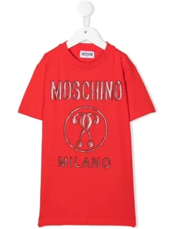 Moschino Kids Soldes Boutique 7 ( Nouvelle Collection ) Moschino Kids 50109 POPPY RED T-shirt à Imprimé Double Question Mark Enfant