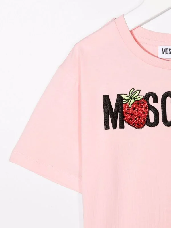 ( Nouvelle Collection ) Moschino Kids 50209 ROSA T-shirt à Logo Brodé Enfant 5 ( Nouvelle Collection ) Moschino Kids 50209 ROSA T-shirt à Logo Brodé Enfant – Image 3