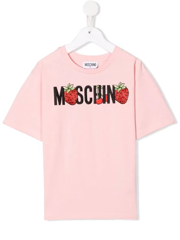 ( Nouvelle Collection ) Moschino Kids 50209 ROSA T-shirt à Logo Brodé Enfant 3 ( Nouvelle Collection ) Moschino Kids 50209 ROSA T-shirt à Logo Brodé Enfant