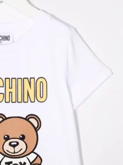 ( Nouvelle Collection ) Moschino Kids 10101 - Bianco Robe à Motif Teddy Bear Enfant -Moschino Kids Soldes Boutique 18230664 38871623 600