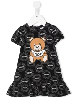 ( Nouvelle Collection ) Moschino Kids 84249 - Nero Robe à Motif Teddy Bear Enfant
