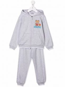( Nouvelle Collection ) Moschino Kids 60926 - Grigio Survêtement à Imprimé Teddy Enfant