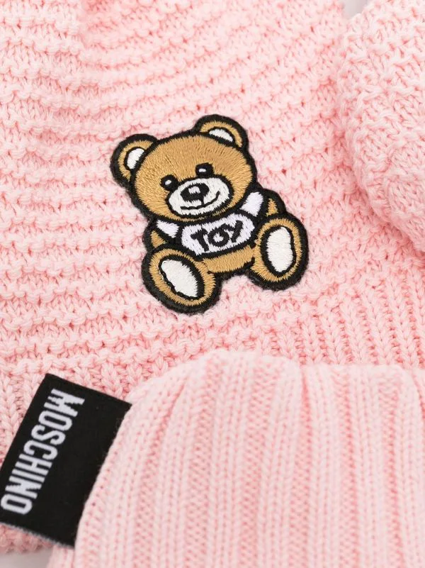 ( Nouvelle Collection ) Moschino Kids 50209 - Rosa Ensemble Bonnet-gants à Patch Logo Enfant 3 ( Nouvelle Collection ) Moschino Kids 50209 - Rosa Ensemble Bonnet-gants à Patch Logo Enfant – Image 2