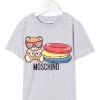 ( Nouvelle Collection ) Moschino Kids 60926 - Grigio T-shirt à Logo Imprimé Enfant -Moschino Kids Soldes Boutique 18230673 38870688 600