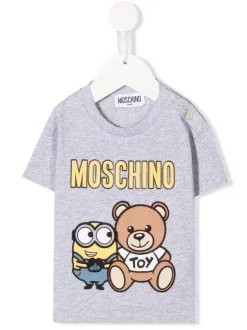 ( Nouvelle Collection ) Moschino Kids X Minions T-shirt à Logo Imprimé 60926 - Grigio