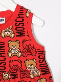 ( Nouvelle Collection ) Moschino Kids Robe à Motif Teddy Bear 85012 RED -Moschino Kids Soldes Boutique 18231725 38872876 600