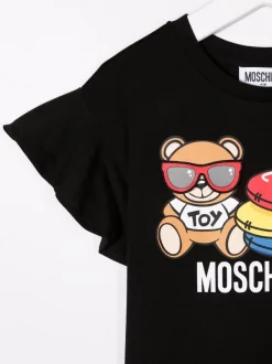 ( Nouvelle Collection ) Moschino Kids 60100 - Nero Robe à Motif Teddy Bear Enfant -Moschino Kids Soldes Boutique 18232243 38867443 600