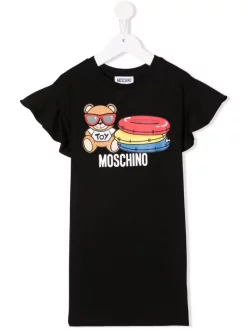 ( Nouvelle Collection ) Moschino Kids 60100 - Nero Robe à Motif Teddy Bear Enfant