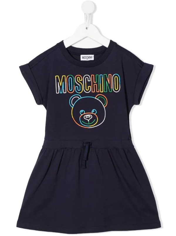 ( Nouvelle Collection ) Moschino Kids 40016 - BLUE NAVY Robe à Logo Imprimé Enfant 3 ( Nouvelle Collection ) Moschino Kids 40016 - BLUE NAVY Robe à Logo Imprimé Enfant