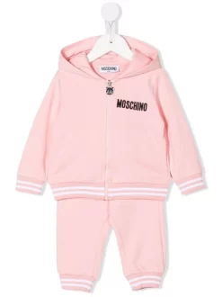 ( Nouvelle Collection ) Moschino Kids 50209 - Rosa Survêtement à Logo Brodé Enfant