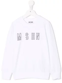 ( Nouvelle Collection ) Moschino Kids 10101 - Bianco Sweat à Logo Imprimé Enfant