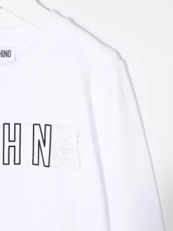 ( Nouvelle Collection ) Moschino Kids 10101 - Bianco Sweat à Logo Imprimé Enfant -Moschino Kids Soldes Boutique 18232253 38867500 600