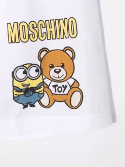 ( Nouvelle Collection ) Moschino Kids Short De Bain à Imprimé Minion 10101 WHITE -Moschino Kids Soldes Boutique 18236759 38887249 600