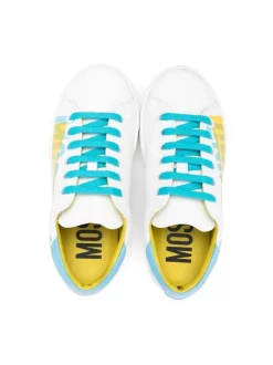 ( Nouvelle Collection ) Moschino Kids VAR1 BIANCO Baskets à Logo Imprimé Enfant -Moschino Kids Soldes Boutique 18238451 39031606 600