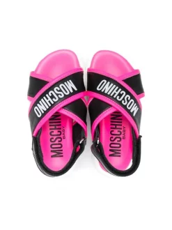 ( Nouvelle Collection ) Moschino Kids Sandales à Logo Imprimé NERO/ FUXIA -Moschino Kids Soldes Boutique 18239462 39562419 600