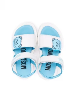 ( Nouvelle Collection ) Moschino Kids KIPS BIANCO Sandales à Patch Toy-Bear Enfant -Moschino Kids Soldes Boutique 18249895 38908728 600