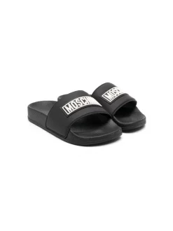 Moschino Kids MK066 - Nero Claquettes à Logo Imprimé Enfant