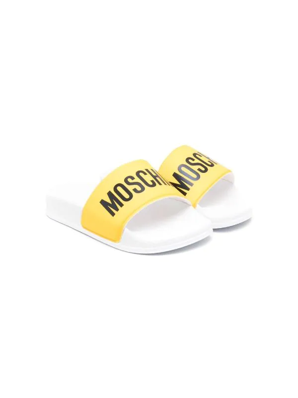 ( Nouvelle Collection ) Moschino Kids Chaussons à Logo Imprimé GIALLO NERO 3 ( Nouvelle Collection ) Moschino Kids Chaussons à Logo Imprimé GIALLO NERO