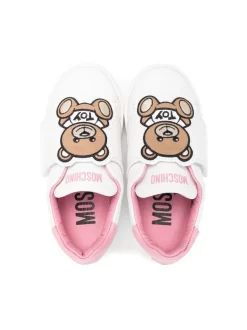 Moschino Kids Baskets Teddy à Attache Scratch BIANCO NAPPA KISS -Moschino Kids Soldes Boutique 18251634 39031379 600