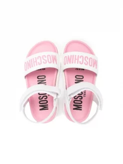 ( Nouvelle Collection ) Moschino Kids MK277 - Bianco Sandales à Logo Imprimé Enfant -Moschino Kids Soldes Boutique 18251638 38974181 600