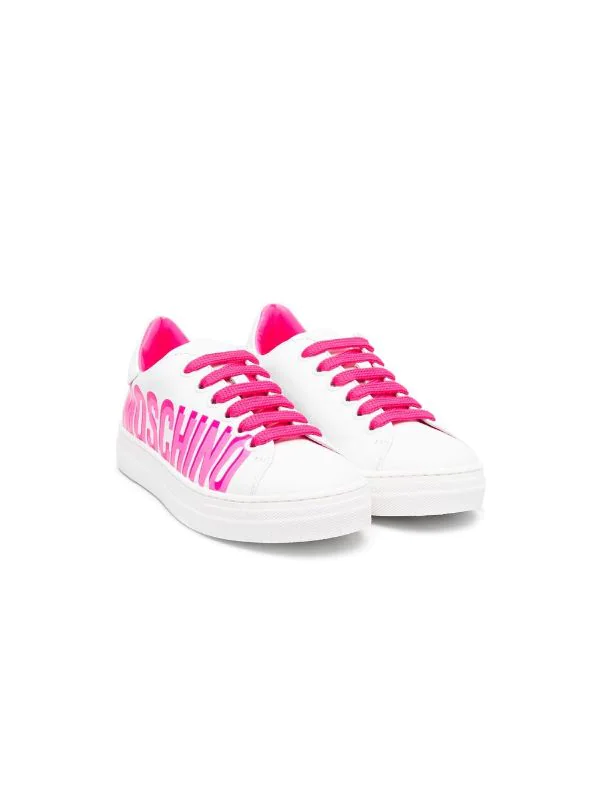 ( Nouvelle Collection ) Moschino Kids MK276 - Bianco Baskets Lacées à Logo Imprimé Enfant 3 ( Nouvelle Collection ) Moschino Kids MK276 - Bianco Baskets Lacées à Logo Imprimé Enfant