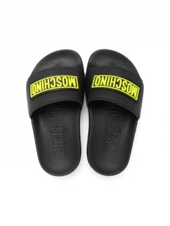 ( Nouvelle Collection ) Moschino Kids Claquettes à Logo Imprimé MK323 - Nero -Moschino Kids Soldes Boutique 18252711 38961976 600