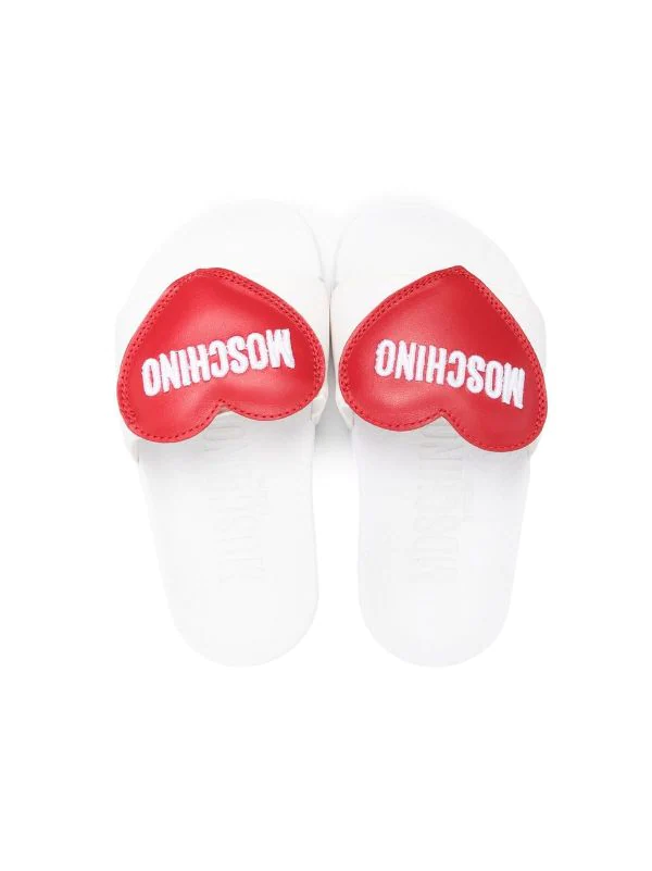 ( Nouvelle Collection ) Moschino Kids MK173 WHITE RED Claquettes à Logo Imprimé Enfant 5 ( Nouvelle Collection ) Moschino Kids MK173 WHITE RED Claquettes à Logo Imprimé Enfant – Image 3