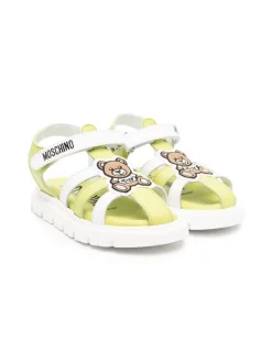 ( Nouvelle Collection ) Moschino Kids MK259 - Verde Sandales à Patch Teddy Bear Enfant