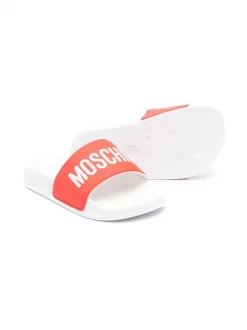 ( Nouvelle Collection ) Moschino Kids CORALLO/BIANCO Claquettes à Logo Enfant -Moschino Kids Soldes Boutique 18253571 38962462 600