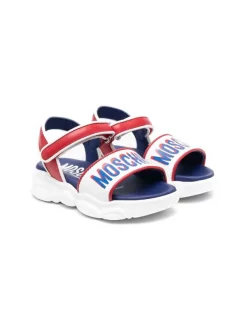 ( Nouvelle Collection ) Moschino Kids MK268 - Bianco Sandales à Logo Imprimé Enfant