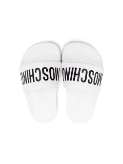 Moschino Kids BIANCO/NERO Claquettes à Logo Imprimé Enfant -Moschino Kids Soldes Boutique 18255814 39022146 600