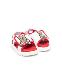 ( Nouvelle Collection ) Moschino Kids BIANCO/ROSSO Sandales à Bride Arrière Enfant