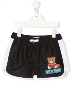 ( Nouvelle Collection ) Moschino Kids Short De Bain à Motif Teddy Bear 60100 NERO