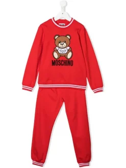 ( Nouvelle Collection ) Moschino Kids 50109 RED Survêtement à Imprimé Teddy Bear Enfant