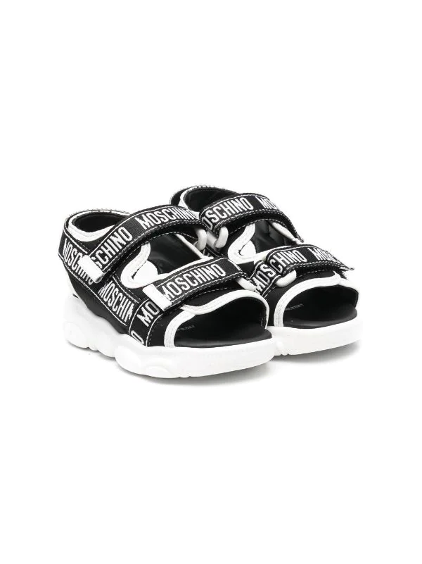 ( Nouvelle Collection ) Moschino Kids Sandales à Logo Imprimé NERO 3 ( Nouvelle Collection ) Moschino Kids Sandales à Logo Imprimé NERO