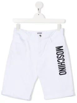 ( Nouvelle Collection ) Moschino Kids Short à Logo Imprimé 10101 WHITE
