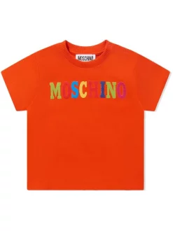 ( Nouvelle Collection ) Moschino Kids T-shirt En Coton Stretch à Patch Logo ORANEG