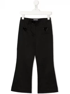 ( Nouvelle Collection ) Moschino Kids 60100 NERO Pantalon évasé à Boutons Cœur Enfant