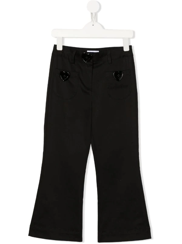 ( Nouvelle Collection ) Moschino Kids 60100 NERO Pantalon évasé à Boutons Cœur Enfant 3 ( Nouvelle Collection ) Moschino Kids 60100 NERO Pantalon évasé à Boutons Cœur Enfant