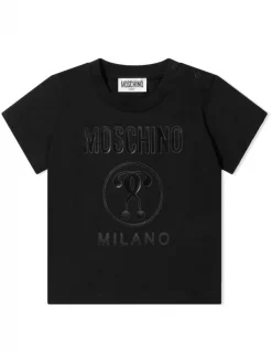 Moschino Kids Soldes Boutique 33 ( Nouvelle Collection ) Moschino Kids 60100 BLACK T-shirt à Logo Imprimé Enfant