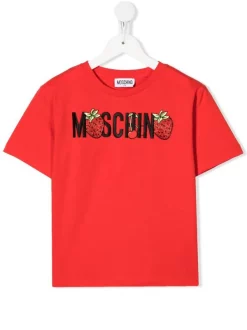 ( Nouvelle Collection ) Moschino Kids 50109 RED T-shirt à Logo Imprimé Enfant