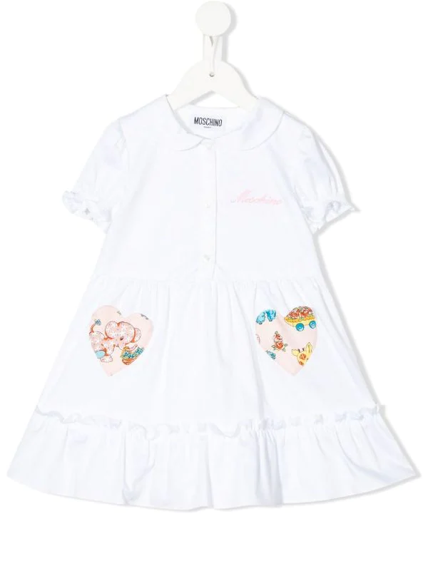 ( Nouvelle Collection ) Moschino Kids 10101 BIANCO OTTICO Robe à Logo Brodé Enfant 3 ( Nouvelle Collection ) Moschino Kids 10101 BIANCO OTTICO Robe à Logo Brodé Enfant