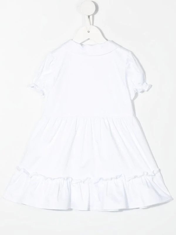 ( Nouvelle Collection ) Moschino Kids 10101 BIANCO OTTICO Robe à Logo Brodé Enfant 4 ( Nouvelle Collection ) Moschino Kids 10101 BIANCO OTTICO Robe à Logo Brodé Enfant – Image 2