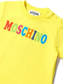 ( Nouvelle Collection ) Moschino Kids 50317 YALLOW T-shirt En Coton à Logo Imprimé Enfant -Moschino Kids Soldes Boutique 18352144 39387289 600