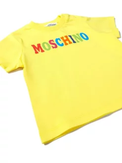 ( Nouvelle Collection ) Moschino Kids 50317 YALLOW T-shirt En Coton à Logo Imprimé Enfant -Moschino Kids Soldes Boutique 18352144 39387296 600