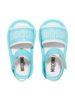 ( Nouvelle Collection ) Moschino Kids 02 BLUE Sandales à Logo Imprimé Enfant -Moschino Kids Soldes Boutique 18453570 39570258 600