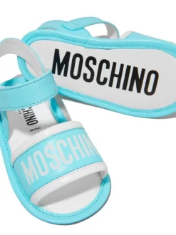 ( Nouvelle Collection ) Moschino Kids 02 BLUE Sandales à Logo Imprimé Enfant -Moschino Kids Soldes Boutique 18453570 39570262 600